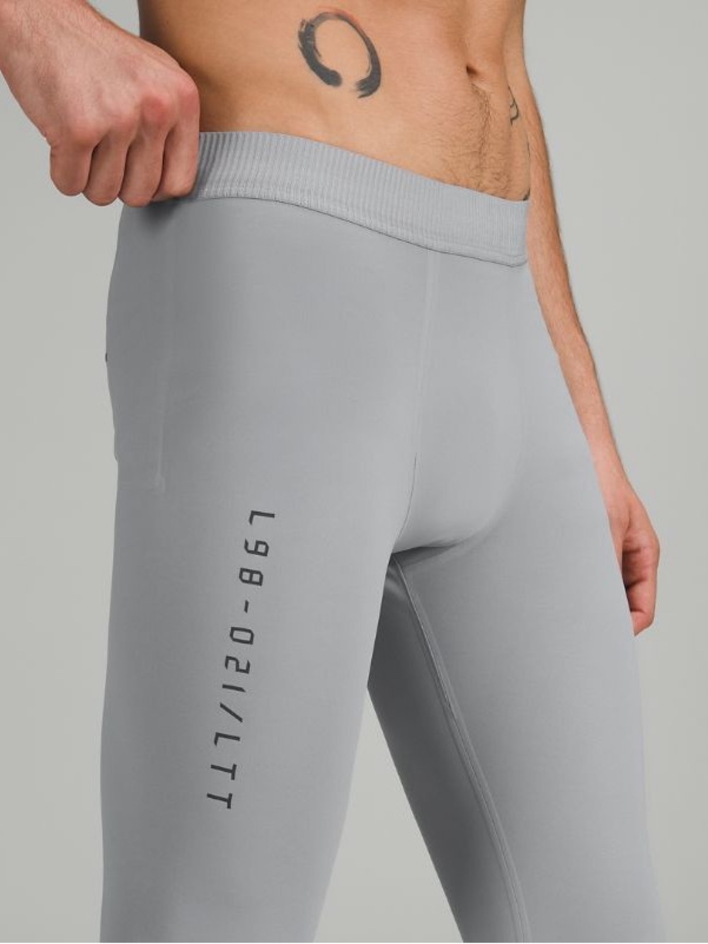 Lululemon Men’s License to Train 21” Light Gray Compression Tights Size Large - Picture 2 of 7